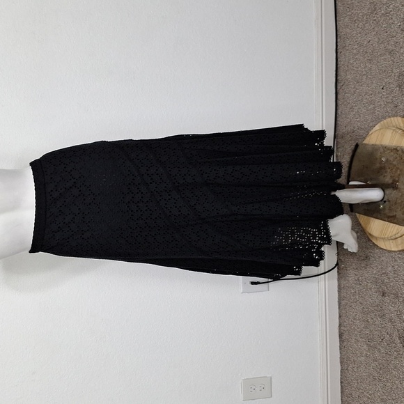 Coldwater Creek Black Eyelet Whimsigoth Witchy Romantic Goth A-Line Maxi Skirt L - Picture 5 of 10